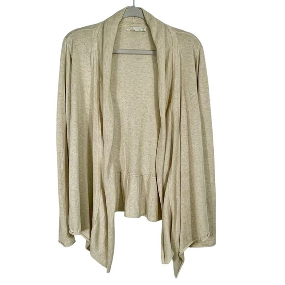 PRANA Georgia Wrap Organic Cotton Cream Ruffle Back Open Cardigan Size XL - Picture 1 of 11